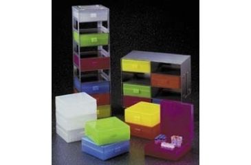 Image of VWR Microtube Storage Boxes and Freezer Racks, 100-Place R8300-G-VWR Storage Boxes Green