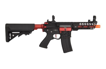 Image of Lancer Tactical Enforcer Needletail Skeleton Crane Stock Low FPS, Black/Red, LT-29BACRL-G2-ME