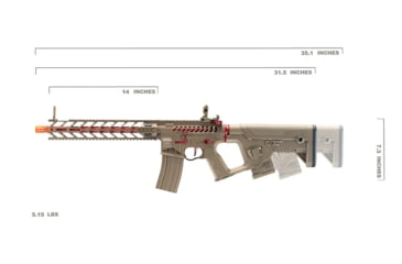 Image of Lancer Tactical Enforcer Night Wing Skeleton AEG w/ Alpha Stock, Tan/Red, LT-33TCR-G2-ME