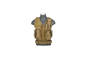 Image of Lancer Tactical Nylon Cross Draw Vest w/Holster, Khaki, CA-310KN