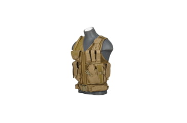 Image of Lancer Tactical Nylon Cross Draw Vest w/Holster, Khaki, CA-310KN