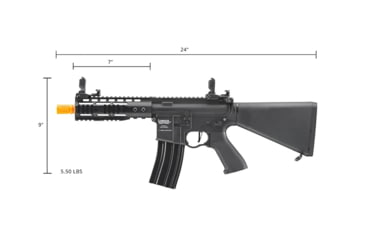 Image of Lancer Tactical Proline 7in KeyMod Airsoft AEG Rifle w/ Stubby Stock, Black, LT-14BBU-G2-ME