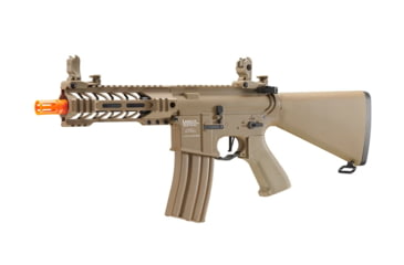 Image of Lancer Tactical Proline 7in M-LOK Battle Hawk Airsoft AEG w/ Stubby Stock, Tan, LT-34TU7-G2-ME