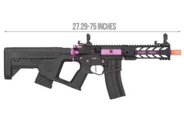 Image of Lancer Tactical Proline Enforcer Battle Hawk 7in Skeleton M4 Airsoft Rifle w/ Alpha Stock, Black/Purple, LT-34BCP7-G2-ME