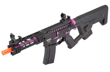 Image of Lancer Tactical Proline Enforcer Battle Hawk 7in Skeleton M4 Airsoft Rifle w/ Alpha Stock, Black/Purple, LT-34BCP7-G2-ME