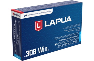 Image of Lapua, .308 Winchester, 200 grain, Subsonic FMJBT, Brass, Centerfire Rifle Ammo, 20, 4317340