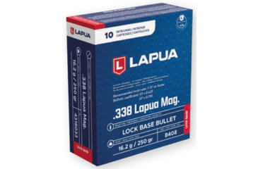 Image of Lapua Lock Base, .338 Lapua Magnum, 250 grain, Lock Base, Brass, Centerfire Rifle Ammo, 10 Round, 4318033