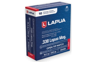 Image of Lapua Scenar .338 Lapua Magnum 250 grain Scenar Open Tip Match Brass Cased Centerfire Rifle Ammo, 10 Rounds, 4318017