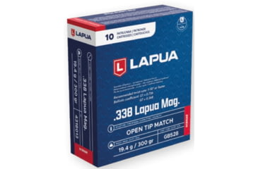 Image of Lapua Scenar .338 Lapua Magnum 300 grain Scenar Open Tip Match Brass Cased Centerfire Rifle Ammo, 10 Rounds, 4318013