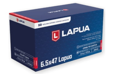 Image of Lapua Scenar 6.5x47mm Lapua 139 grain Scenar Open Tip Match Brass Cased Centerfire Rifle Ammo, 50 Rounds, 4316012