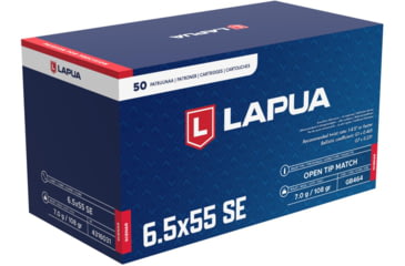 Image of Lapua Scenar 6.5x55mm Swedish 108 grain Scenar Open Tip Match Brass Cased Centerfire Rifle Ammo, 50 Rounds, 4316031