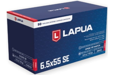 Image of Lapua Scenar 6.5x55mm Swedish 139 grain Scenar Open Tip Match Brass Cased Centerfire Rifle Ammo, 50 Rounds, 4316030