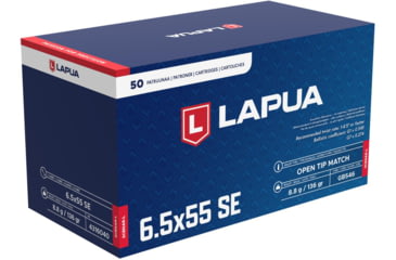 Image of Lapua Scenar-L 6.5x55mm Swedish 136 grain Scenar-L Open Tip Match Brass Cased Centerfire Rifle Ammo, 50 Rounds, 4316040