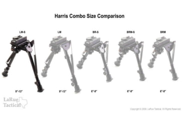 Image of LaRue Tactical Harris LM-S 9-13in Bipod and LT130 QD Mount, Black, 680-002-130-k