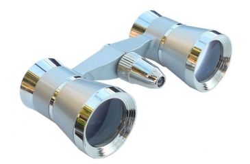 Image of LaScala Optics OTHELLO Opera Glasses 3X25 Binoculars With Red Light, COLORS Platinum Body, Silver Rings LaScala OTHELLO Opera Glasses