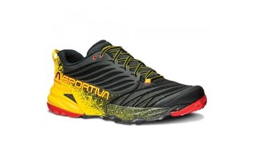 Image of Akasha Trail Running Shoe - Mens-Black/Yellow-Medium-45.5