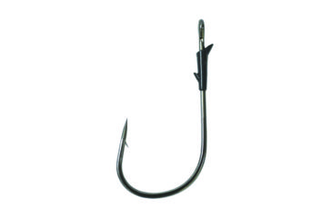 Image of Lazer Sharp Flipping Worm Hook,Heavy Wire,Ringed Eye,Non-Offset,Forged,Molded Keeper,Needlepoint,Platinum Black,Lazer Sharp Hooks L13G-3/0