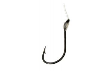 Image of Lazer Sharp Octopus Saltwater Snelled Hook,Offset,Curved Point,Up Eye,1x Strong,Medium Wire,Needlepoint,Red Bead,Mono,12in,Nickel L9226NH-1/0