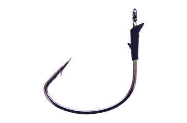 Image of Lazer Sharp Tube Worm Hook,Medium Wire,Ringed Eye,Non-Offset,Molded Keeper,Needlepoint,Platinum Black,Lazer Sharp Hooks L19G-1/0