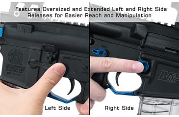 Image of Leapers Ambidextrous Extended Magazine Release for AR15, Matte Blue TLT-TKSMRB