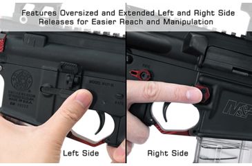 Image of Leapers Ambidextrous Extended Magazine Release for AR15, Matte Red TLT-TKSMRR