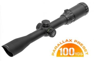 Image of Leapers UTG 3-9X32 1in Hunter Rifle Scope, Mil-dot Reticle, Weaver Rings, Pre-Adj at 100 Yds, _x000D_ SCP-U392RGW