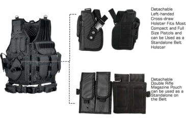 Image of Leapers UTG 547 Law Enforcement Tactical Vest, Left Handed, Black, PVC-V547BL