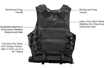 Image of Leapers UTG 547 Law Enforcement Tactical Vest, Left Handed, Black, PVC-V547BL