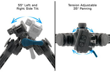 Image of Leapers UTG Big Bore Full Stability Bipod, 9 in-14 in Center Height, Black, TL-BPFS01-A