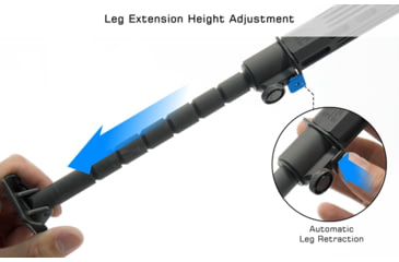 Image of Leapers UTG Big Bore Full Stability Bipod, 9 in-14 in Center Height, Black, TL-BPFS01-A