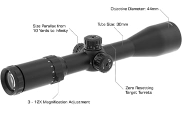 Image of Leapers UTG Classic 3-12X44mm Rifle Scope, Tube 30mm, SFP, Mil-dot, Black, SCP3-3124EAOW
