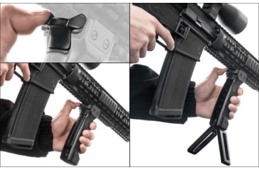 Image of Leapers UTG D Grip with Ambidextrous Quick Release Deployable Bipod, Black, MNT-DG02Q