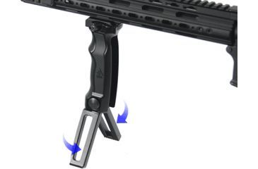 Image of Leapers UTG D Vertival Front Grip w/ Innovative Quick Release Deployable Bipod, Grip Ht 5.1- 8in Deployed MNT-DG01Q
