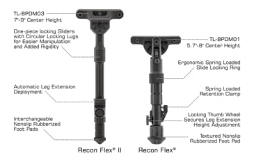 Image of Leapers UTG UTG Recon Flex II Bipod, 7-9in Height Range, M-LOK, Black, TL-BPDM03