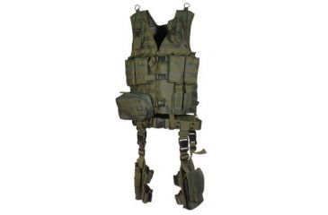 Image of Leapers UTG Modular 10 Piece Complete Web Vest &amp; Holster Kit - OD Green PVC-V747KTG