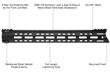 Image of Leapers UTG PRO Forerunner 15in M-LOK Free Float Handguard, Black, MTU047SPM