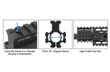 Image of Leapers UTG PRO Model 4 High Pro Quad-rail Gas Block for .75in Barrel, Black, MTU012H4