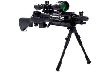 Image of Leapers UTG Shooters Bipod, Rubber Feet, 8.7in-10.6in Center Height, Black, TL-BP69S