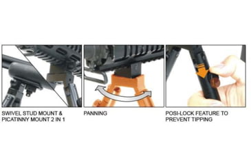 Image of Leapers UTG Shooters Bipod, Rubber Feet, 8.7in-10.6in Center Height, Black, TL-BP69S