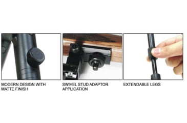 Image of Leapers UTG Shooters Bipod, Rubber Feet, 8.7in-10.6in Center Height, Black, TL-BP69S