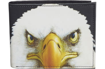 Image of Leather Collections Bifold Wallet, Animal Eyes, Black w/Eagle Eyes, EYES15-EAGLE