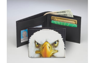 Image of Leather Collections Bifold Wallet, Animal Eyes, Black w/Eagle Eyes, EYES15-EAGLE