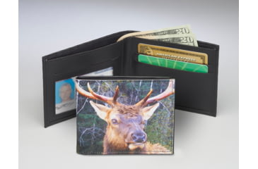 Image of Leather Collections Bifold Wallet, Animal Eyes, Black w/Elk Eyes, EYES15-ELK
