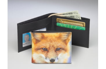 Image of Leather Collections Bifold Wallet, Animal Eyes, Black w/Fox Eyes, EYES15-FOX
