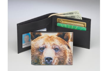 Image of Leather Collections Bifold Wallet, Animal Eyes, Black w/Grizzly Eyes, EYES15-GRIZZLY