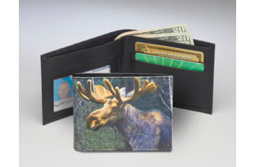 Image of Leather Collections Bifold Wallet, Animal Eyes, Black w/Moose Eyes, EYES15-MOOSE