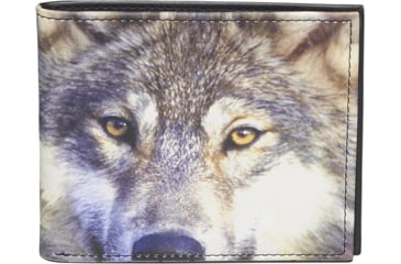 Image of Leather Collections Bifold Wallet, Animal Eyes, Black w/Wolf Eyes, EYES15-WOLF
