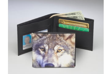 Image of Leather Collections Bifold Wallet, Animal Eyes, Black w/Wolf Eyes, EYES15-WOLF