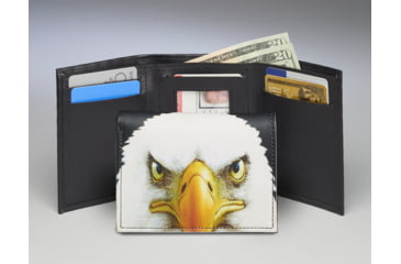 Image of Leather Collections Trifold Wallet, Animal Eyes, Black w/Eagle Eyes, EYES16-EAGLE