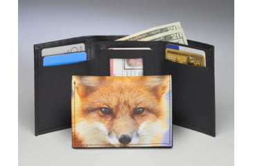 Image of Leather Collections Trifold Wallet, Animal Eyes, Black w/Fox Eyes, EYES16-FOX